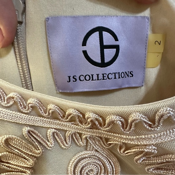 JS Collections Cocktail Dress 2 Light Blush Pink Embroidered Sheer Cap Sleeves - Picture 13 of 13